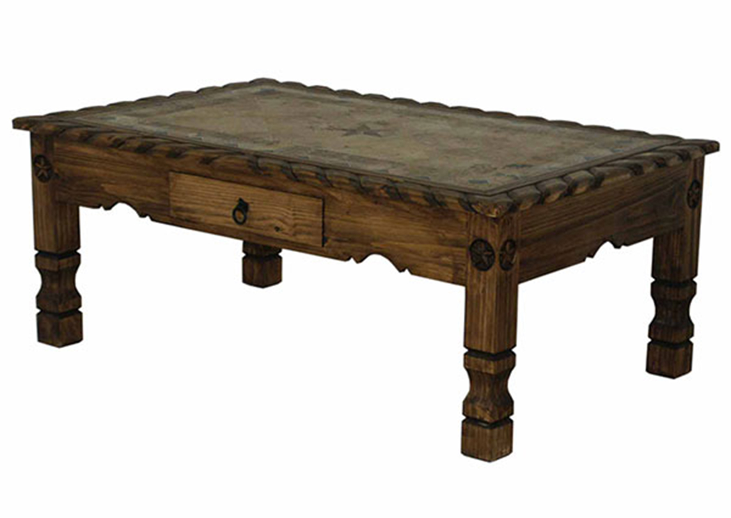 Coffee Table w/Rope, Stone & Star,L.M.T. Rustic