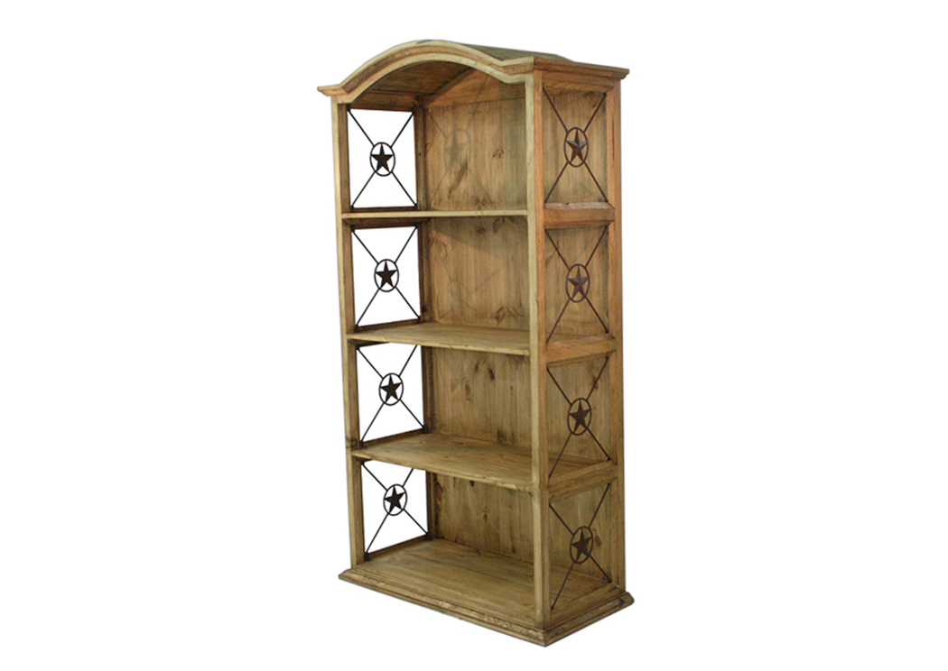 Double Texas Star Distressed Pine 40" Bookcase,L.M.T. Rustic