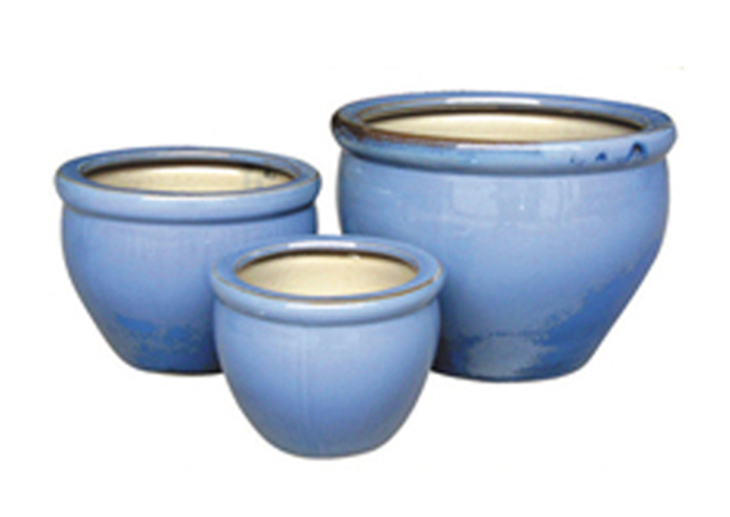 3 Piece Lilac Blue Ceramic Pottery Set,L.M.T. Rustic