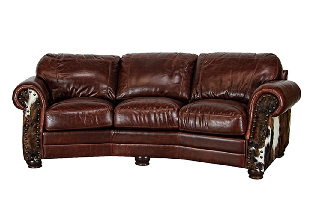 Leather/Cowhide Cowboy Theater Sofa,L.M.T. Rustic