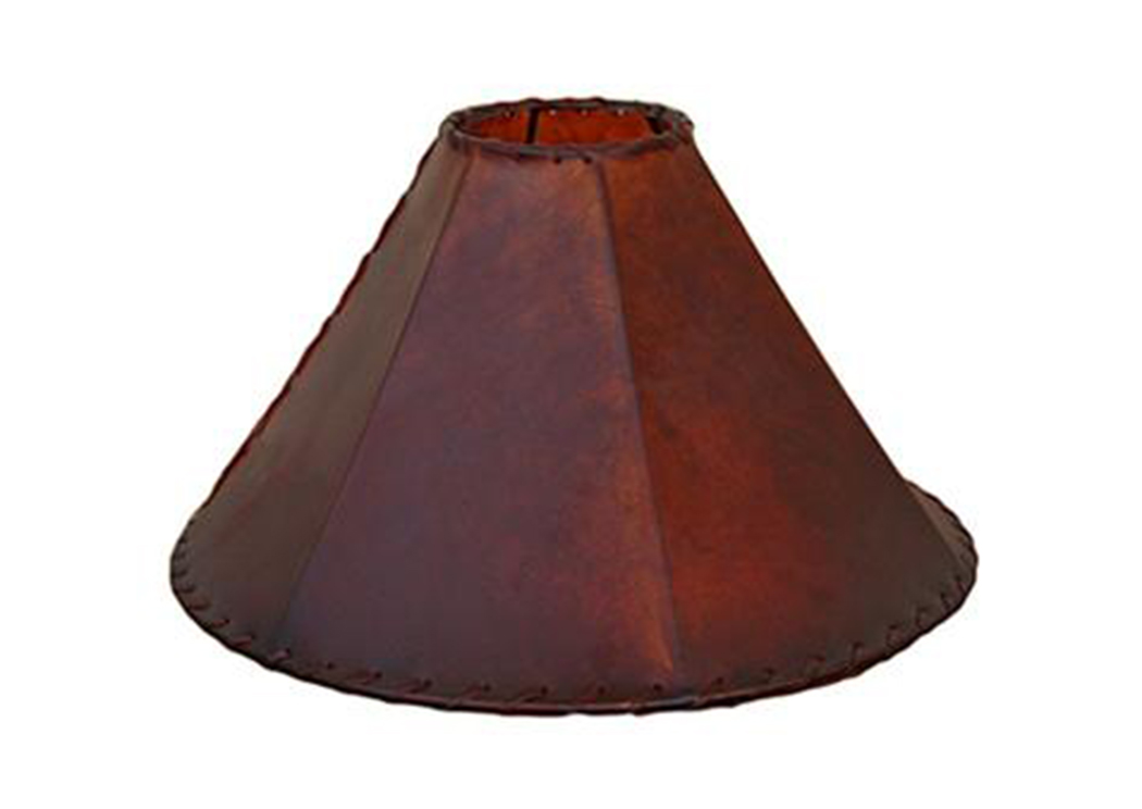24" Russet Leather Lamp Shade,L.M.T. Rustic