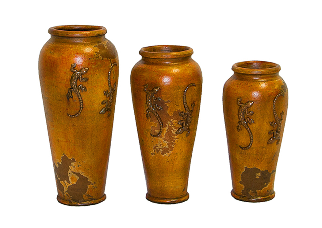 3 Piece Med Arabe Amarillo Lizard Pots,L.M.T. Rustic