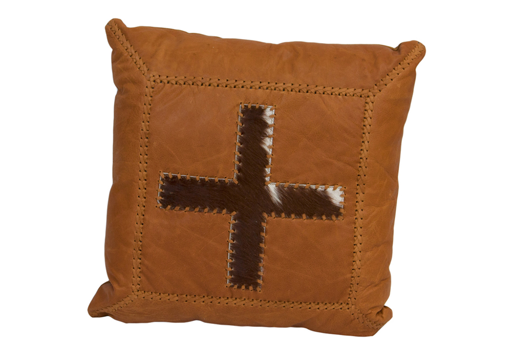 Cowhide Cross Leather Cushion,L.M.T. Rustic