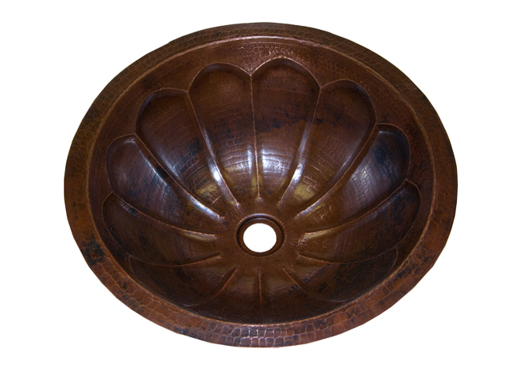 Round Copper Sink w/Fluting,L.M.T. Rustic