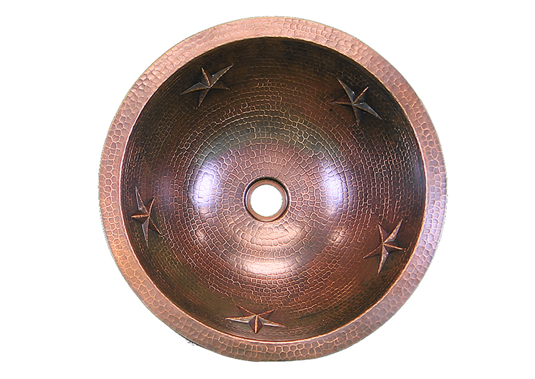 Round Copper Sink w/Stars,L.M.T. Rustic