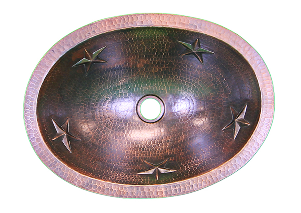 Oval Copper Sink w/Stars,L.M.T. Rustic