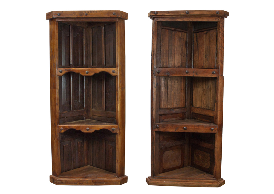 Old Wood Corner Bookcase Craft Design,L.M.T. Rustic
