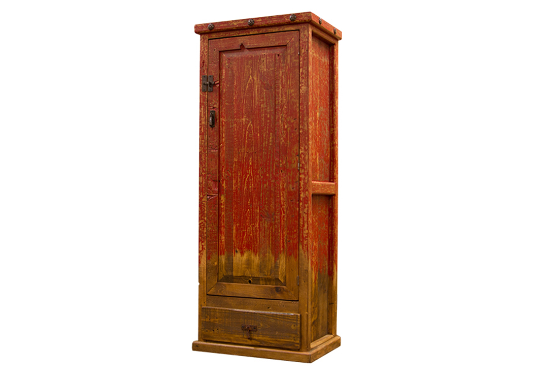 Old Wood Pine Red Painted Cabinet,L.M.T. Rustic