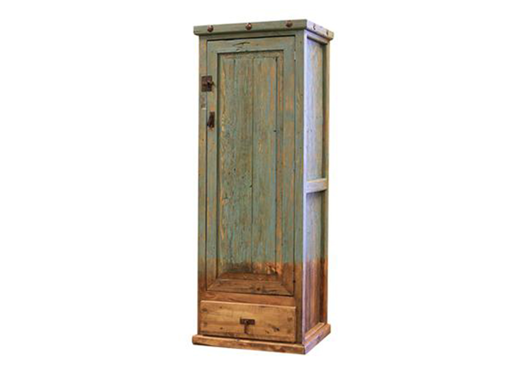 Old Wood Pine Turquoise Painted Cabinet,L.M.T. Rustic