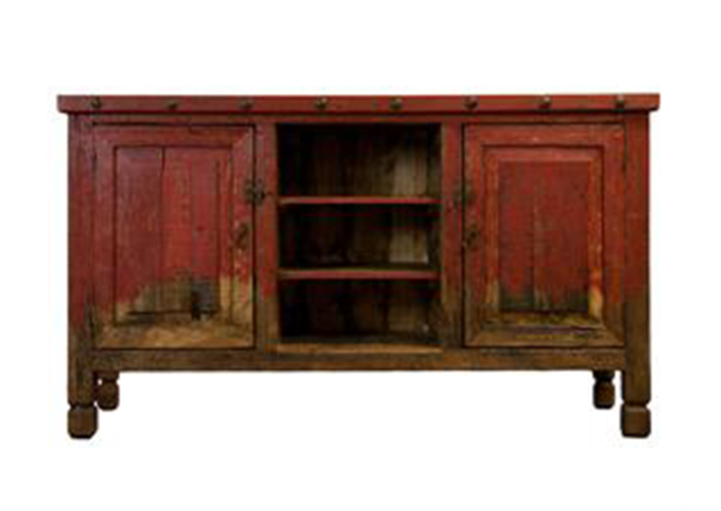 Colored Wood Red TV Stand,L.M.T. Rustic