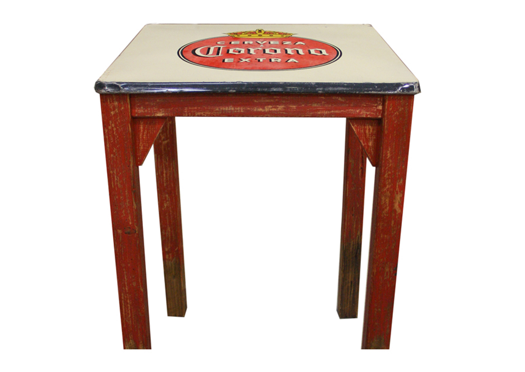 Antique Metal Top Corona Table,L.M.T. Rustic
