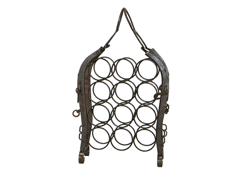 Horseshoe Shaped Metal Wine Rack,L.M.T. Rustic