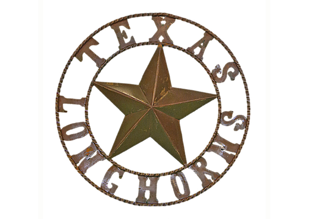 Small "Texas Longhorns" Metal Star (20"),L.M.T. Rustic