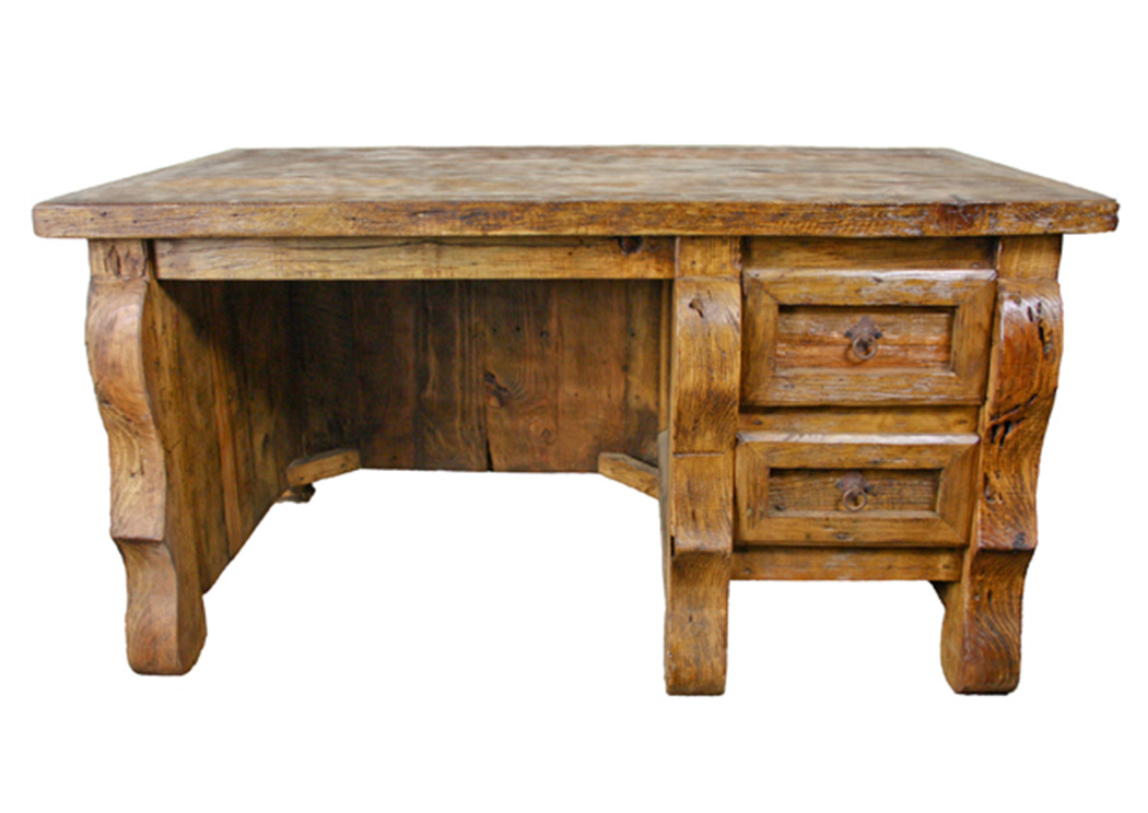 Old Wood Desk w/Single Drawers,L.M.T. Rustic