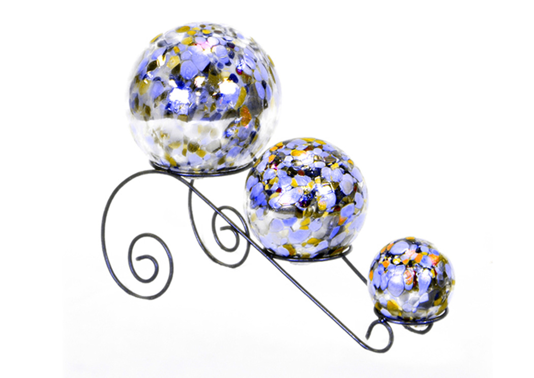 Decorative Glass Spheres w/Iron Base,L.M.T. Rustic