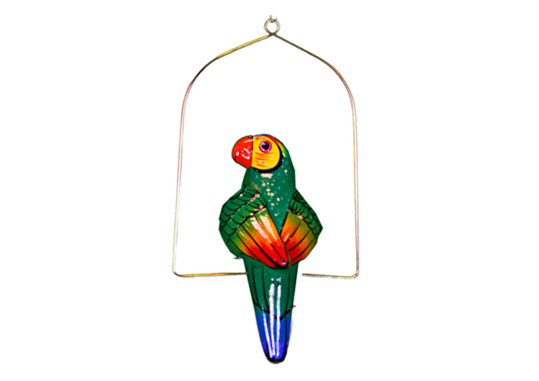 Ceramic Parrot w/Stand,L.M.T. Rustic