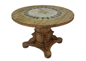 Round 48" Pedestal Dining Table w/Stone & Star