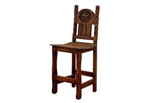 Image for Barstool 30" Medio Finish w/Rope, Star & Wooden Seat