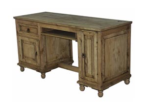 Wooden Desk w/Computer Shelf, 2 Cupboards & 1 Drawer