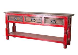 Image for Walnut Bill Red 3 Drawer Console