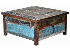 Painted Recyled Wood Double Lift Top Trunk