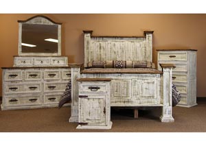 Image for White Washed Full Bed w/Dresser and Mirror