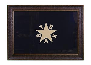 Large Republic of Texas Flag Framed