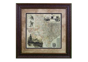 Small "Texas County" Map Framed