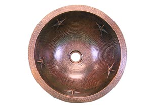 Image for Round Copper Sink w/Stars