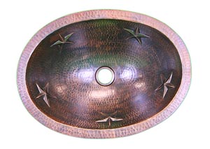 Image for Oval Copper Sink w/Stars