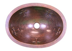 Image for Oval Copper Sink w/Crosses
