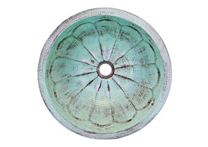 Image for Round Turquoise Copper Sink w/Fluting