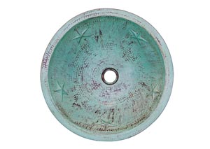 Image for Round Turquoise Copper Sink w/Stars