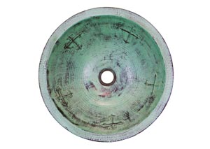 Image for Round Turquoise Copper Sink w/Crosses