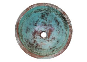 Image for Round Turquoise Copper Sink w/Barbed Wire