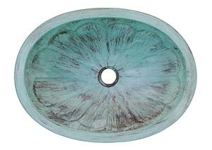 Image for Oval Turquoise Copper Sink w/Fluting