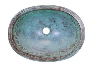 Image for Oval Turquoise Copper Sink w/Barbed Wire