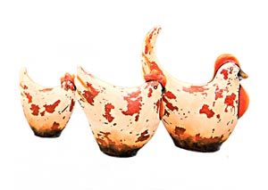 Image for 3 Piece White Ceramic Chickens