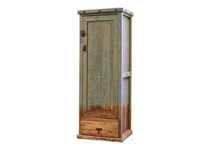 Image for Old Wood Pine Turquoise Painted Cabinet