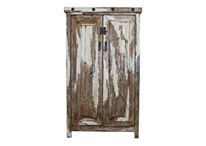 Image for Old Wood 2 Door Color Wash Antique White Cabinet