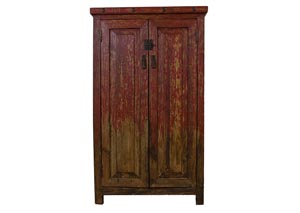 Image for Old Wood 2 Door Color Wash Red Cabinet