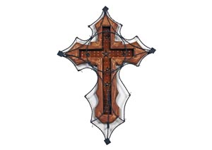 Image for 48" Wood Cross w/Barbed Wire & Copper Insert
