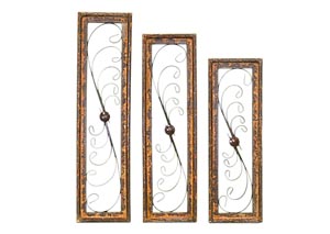 Image for 3 Piece Natural Wood & Iron Rectangle Window Set