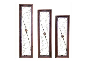 Image for 3 Piece Red Wood & Iron Rectangle Window Set