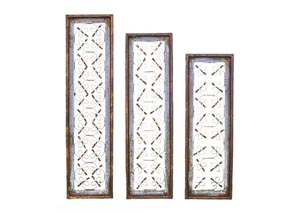 Image for 3 Piece Turquoise Wood & Iron Rectangle Window Set