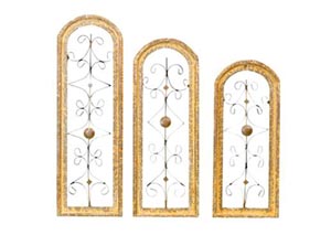 Image for 3 Piece Natural Wood & Iron Round Window Set