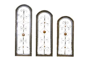 Image for 3 Piece Turquoise Wood & Iron Round Window Set