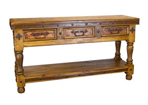 Image for Copper Console w/3 Drawers & Wood Top