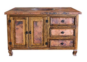 Image for 30" Copper Vanity w/Copper Top, 2 Doors & 3 Drawers
