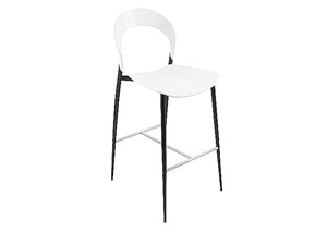 Image for White Moonrise Barstool w/Black Legs
